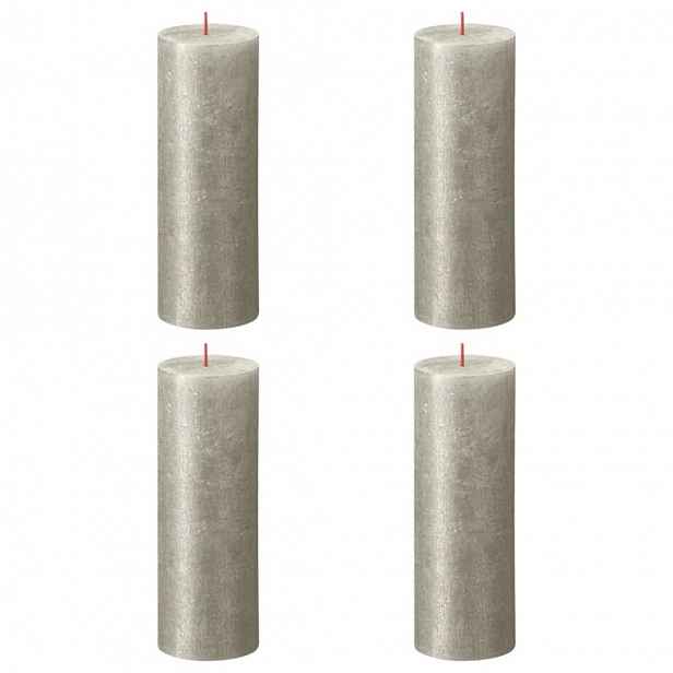 Bolsius Rustic válcové svíčky Shimmer 4 ks 190 x 68 mm šampaňské