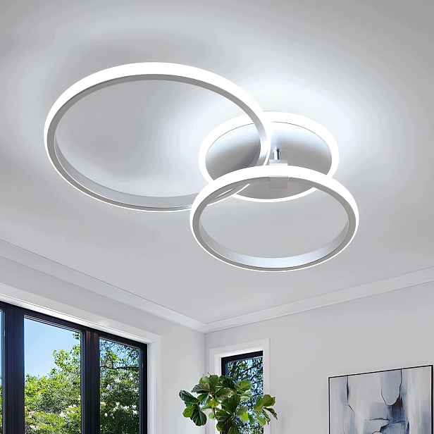 Moderní Led Závěsné Svítidlo, Stříbrný Lustr Do Obývacího Pokoje, 42W, Studená Bílá (6500K)