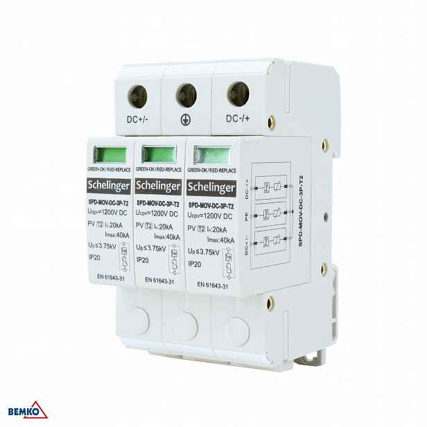 Omezovač Přepětí 3P DC 1000V T2 Schelinger Pvc Komponenta