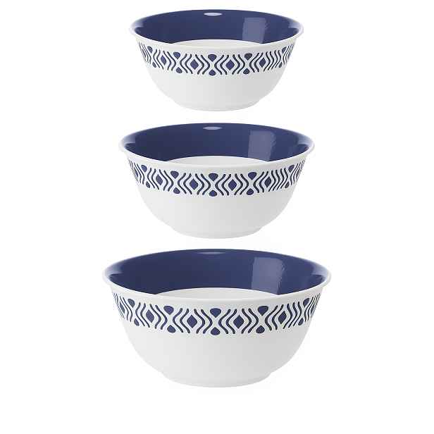 STEFANPLAST Plastová miska Tosca, bílý/modrý set 3ks bez víka