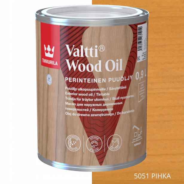 Tikkurila Valtti Wood Oil Olej Na Dřevo 0,9 L Barva 5051 Pihka