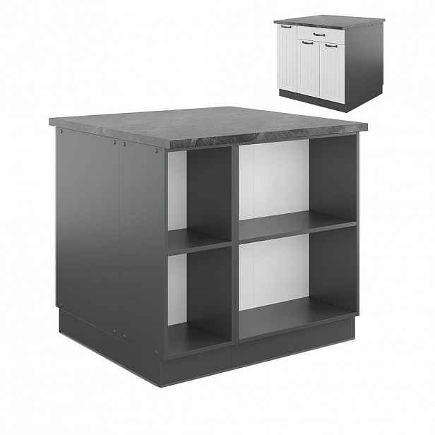 Vicco KUCHYŇSKÝ OSTROV Fame-Line Bílý venkovský dům/antracit 90 cm se zásuvkou, bez pracovní desky