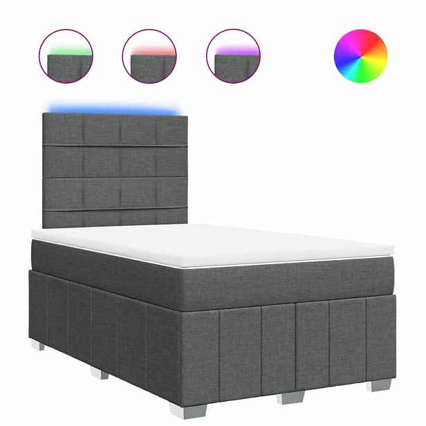 vidaXL Box spring postel s matrací tmavě šedá 120x200 cm textil