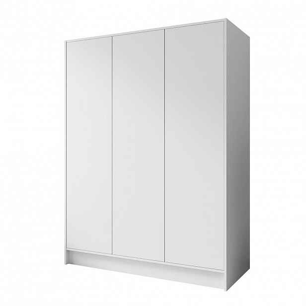 Beautysofa ŠATNÍ skříň Gava se třemi hladkými dveřmi, 150 cm, bílá