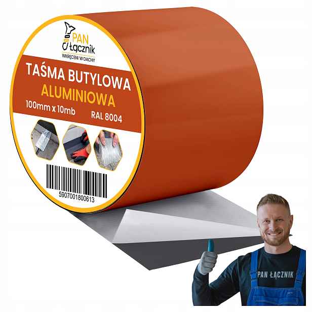 Butylová páska Dekarska Aluminium 100 mm 10 m RAL8004 Střešní