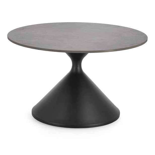 Černý kulatý konferenční stolek s deskou v dekoru mramoru ø 70 cm Joona – Bizzotto