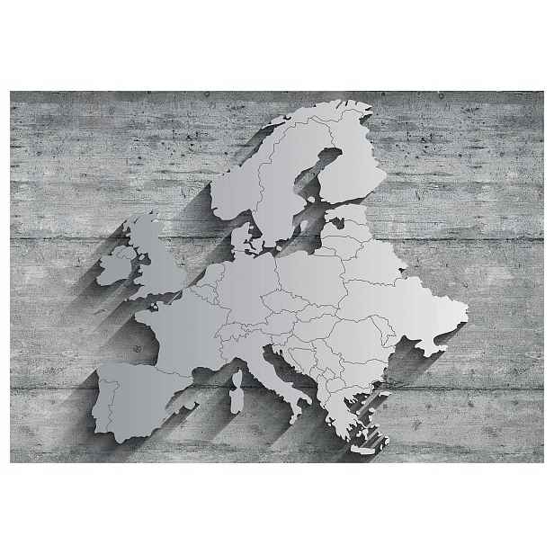 Fototapeta Evropa beton stín 3D mapa efekt minimalismus šedá 208x146 lepidlo