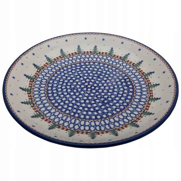 Jídelní talíř 27 cm Umělecká keramika Bolesławiec dek 0340 Vánoční Stromky