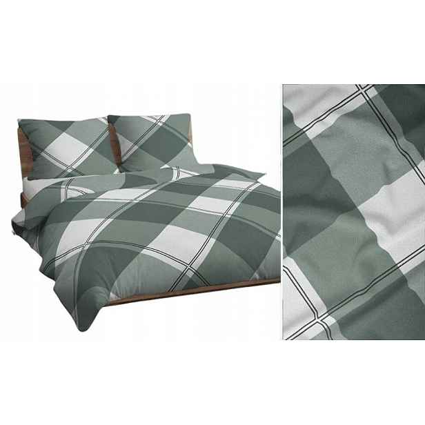 Povlečení 160x200 zelená bílá mřížka 4746 C bavlna Max