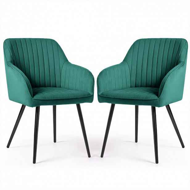 RAUMHIRSCH FURNITURE ČALOUNĚNÁ ŽIDLE, sada 2 ks, kovové nohy, zelená, černá 54,5/82/58