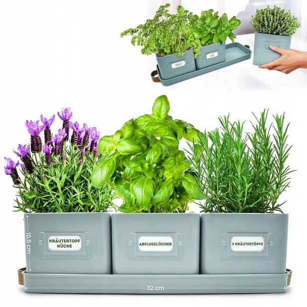 Sada 3 Květináčů Na Bylinky Green Thumbz Modro-tyrkysové