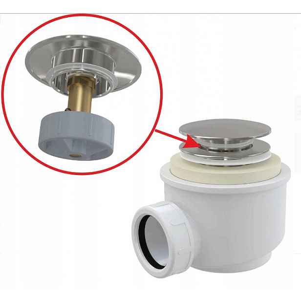Sifon Sprchová Vanička/klik-klak Metal AlcaPLAST A465C-50 mm alcadrain