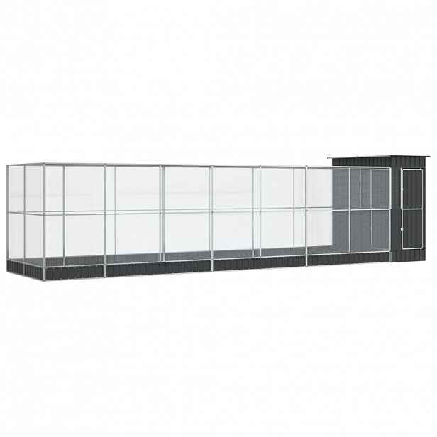 vidaXL Voliéra s nástavbou stříbrná 830 x 203 x 216 cm ocel