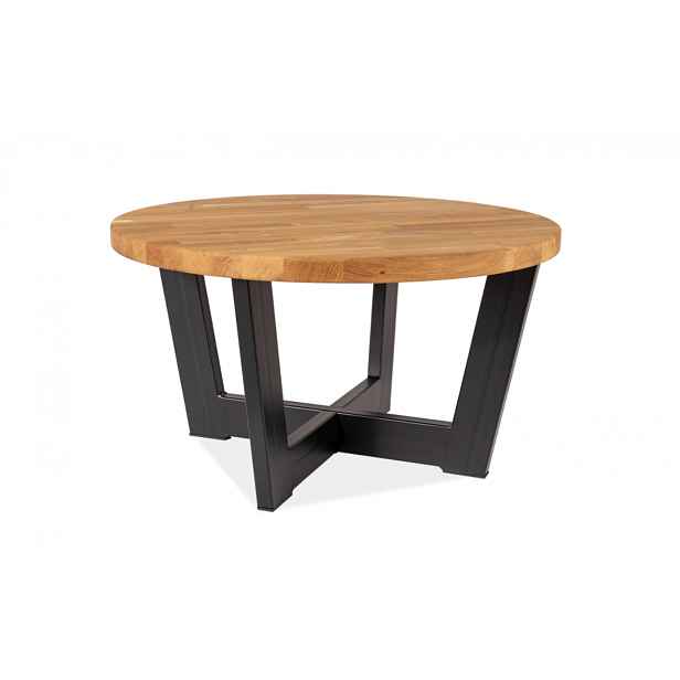 Černý konferenční stolek s dubovou deskou CONO B 80x80
