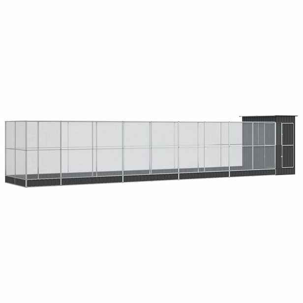 vidaXL Voliéra s nástavbou stříbrná 1 037 x 203 x 216 cm ocel