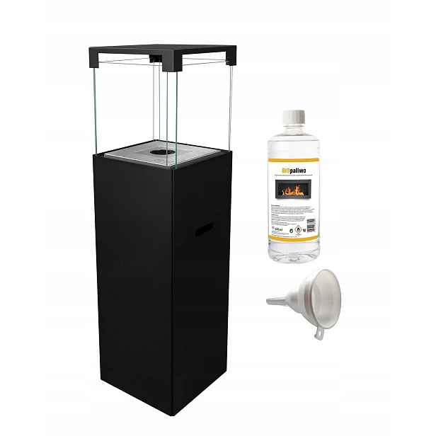 Volně stojící biokrb Patio černý mat 10 l Biopaliva 26,8x95,7x26,8 cm