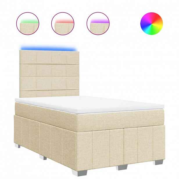 vidaXL Box spring postel s matrací krémová 120x200 cm textil