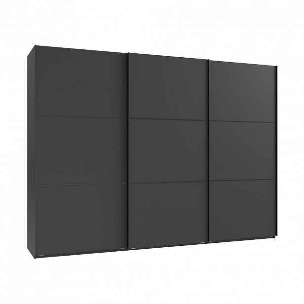 luma-home SKŘÍŇ S POSUVNÝMI DVEŘMI, 3dveřová, šířka 300 cm, výška 216 cm, hloubka 65 cm, v antracitové barvě, včetně kompletního vybavení / 22018