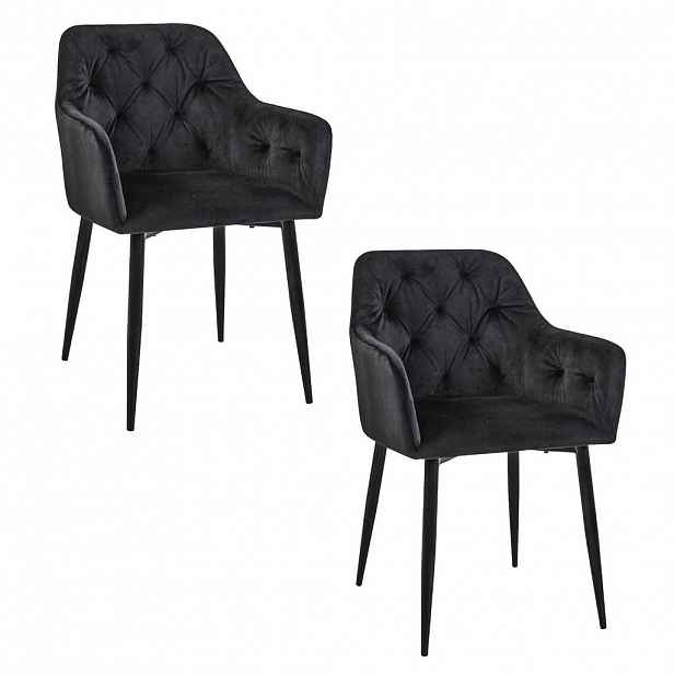 RAUMHIRSCH FURNITURE ČALOUNĚNÁ ŽIDLE, sada 2 ks, kovové nohy, černá 55/81/58,5