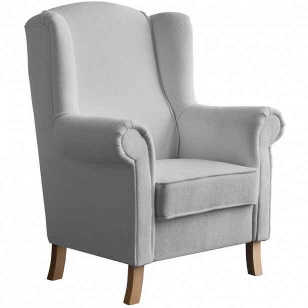 Beautysofa KŘESLO UŠÁK Leonardo světle šedé, bouclé látka