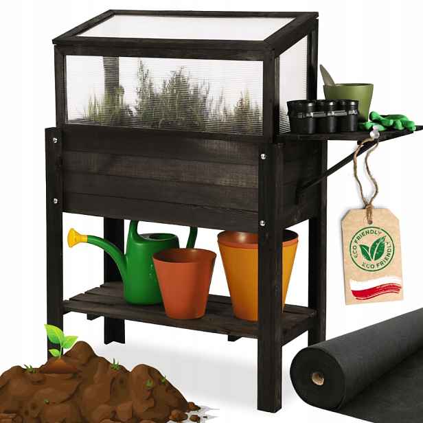 Skleník na nohách na balkon bylinkový záhon zeleninová zahrada truhlík 80x37 Eko 2xpolička