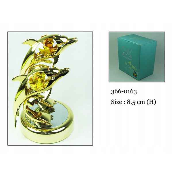 Zlatá figurka delfína CrystoKraft Svarowski Crystal je dekorací jako dárek