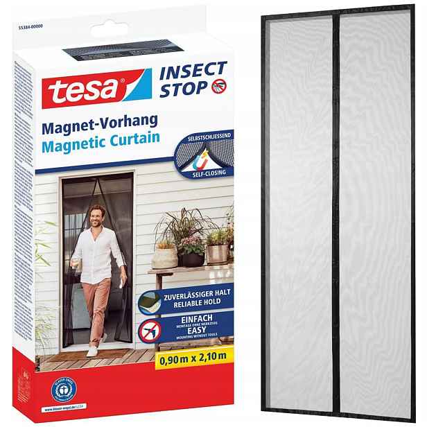 Moskytiéra Magnetická Tesa Síť na dveře s magnety 90 x 210 cm Černá