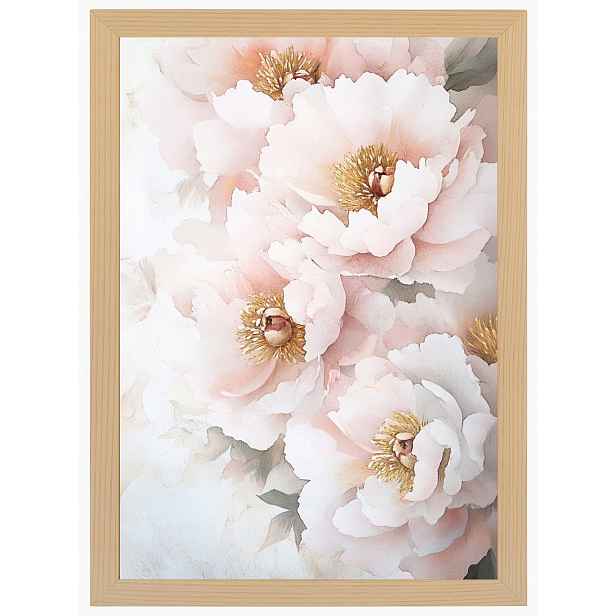 Plakát Rámeček Dřevo Příroda Květiny Pivoňky Pivoňky Glamour Makro 60x80