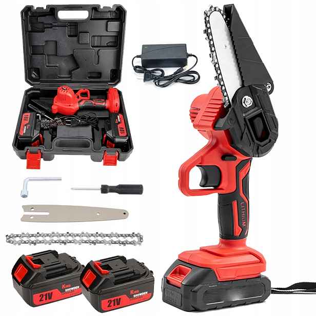 Mini Aku Řetězová Pila Pila 6" Dva Akumulátory Sada