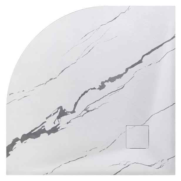BESCO Čtvrtkruhová sprchová vanička VEXO MARBLE - bílá