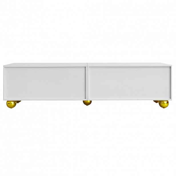 OKWISH TV stolek 170/38/44 cm bílý z dřevotřísky s dvířky na push-open a úložným prostorem