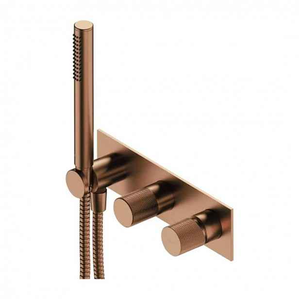 OMNIRES Contour - Baterie pod omítku s tělesem, pro 2 spotřebiče, s příslušenstvím, kartáčovaná měď CT8035-1CPB