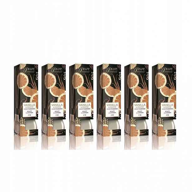 Vánoční sada 6 x 25 ml vonných difuzérů vanilka a pomeranč Pure
