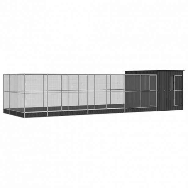 vidaXL Voliéra s nástavbou stříbrná 911 x 303 x 216 cm ocel