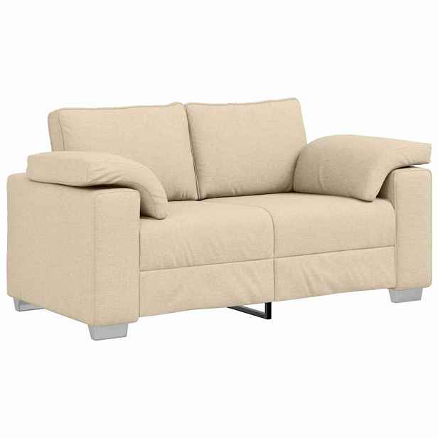 vidaXL Dvojsedačka Krémová 160 cm textil