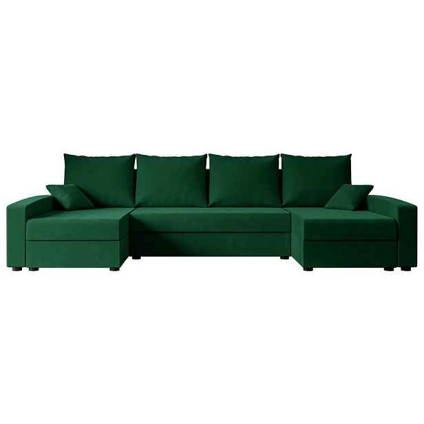 ALTDECOR SEDACÍ SOUPRAVA ve tvaru U s funkcí spaní a úložným prostorem ALESIA-U 301x140x90 Zelená Velur