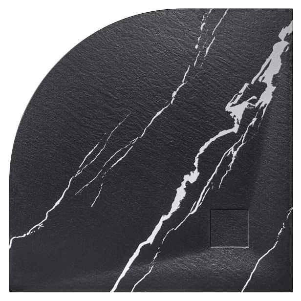 BESCO Čtvrtkruhová sprchová vanička VEXO MARBLE - černá
