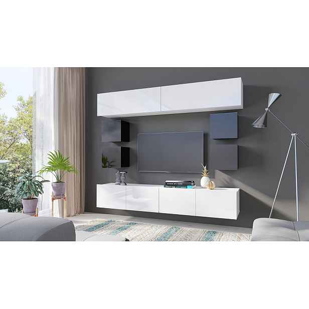 Obývací stěna CHEMUNG 14 - lesklá bílá / lesklá černá