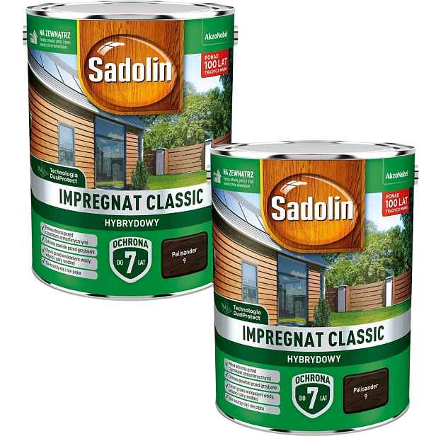 Set Sadolin Classic 2x4,5L Hybridní Impregnat Na Dřevo Palisander 9L