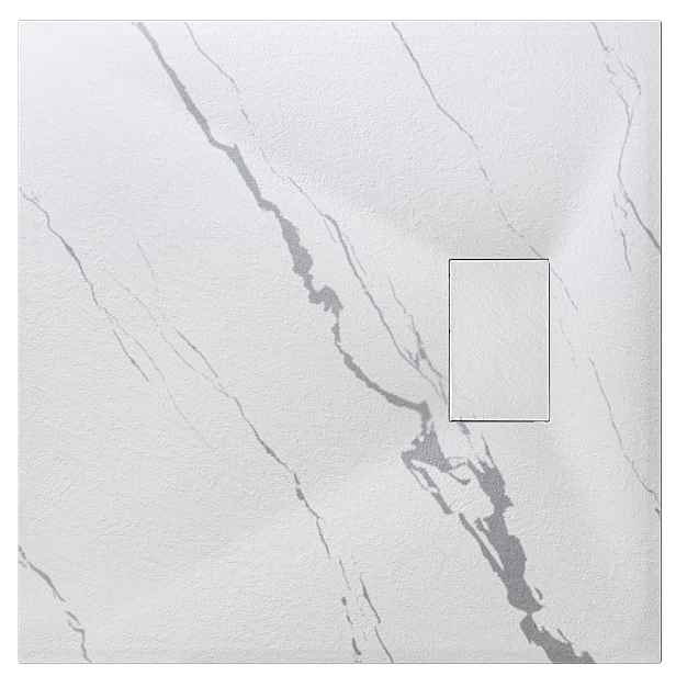 BESCO Čtvercová sprchová vanička VEXO MARBLE - bílá — Barva - Bílá, Nožičky k vaně - Bez nožiček, Rozměr A - 80, Rozměr B - 80