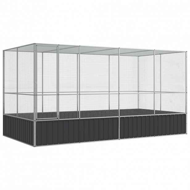 vidaXL Voliéra s přístavbou stříbrná 418 x 207 x 212 cm ocelová