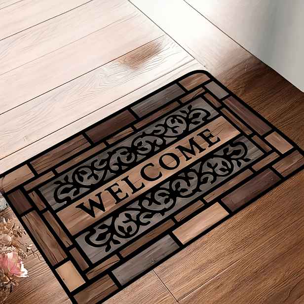 TEMU Vitající rohožka, odolná obdélníková vstupní rohožka s textem "Welcome", pratelná v pračce, pro vnitřní i venkovní použití, ke vchodovým dveřím,