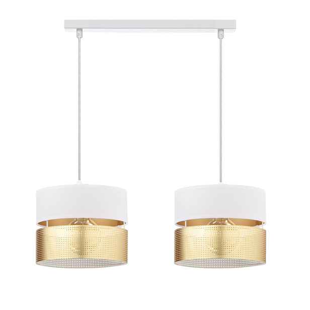 Závěsná Stropní Lampa S Otvory Zlatá E27 Led Bílá Ažurová