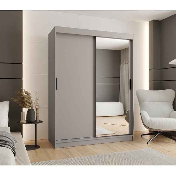 Dvoudveřová šatní skříň 150 cm CASANDRA se zrcadlem - kašmír