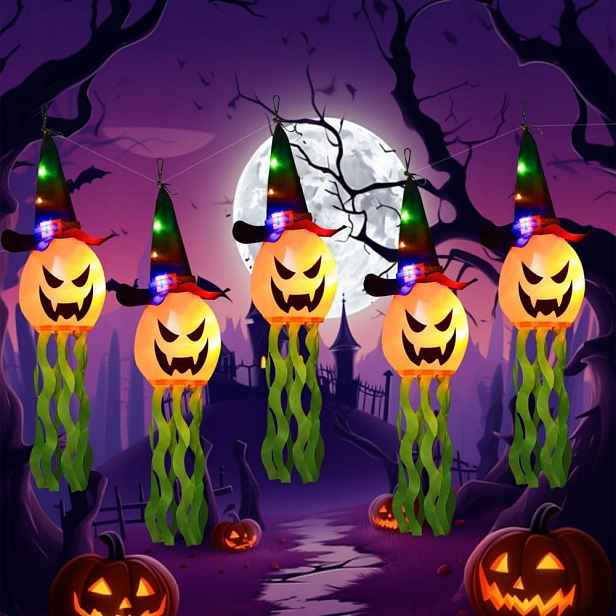 Dýně, Halloween, Dekorace, Halloweenská lucerna, 5 kusů Světla