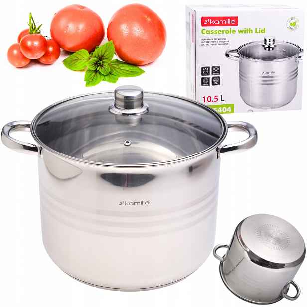 Hrnec s gastronomickým Víkem Ocelový 10,5 L Indukce Kamille