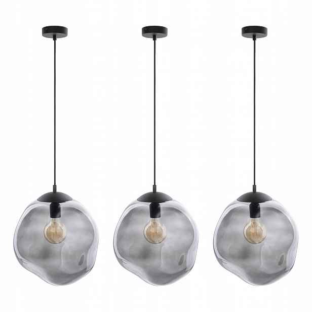 Tk Lighting Sada 3x Závěsná stropní lampa Grafitové stínidlo E27