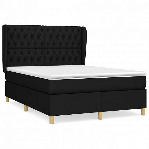 vidaXL Box spring postel s matrací černá 140 x 190 cm textil