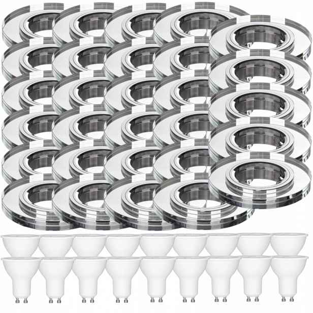 29x Skleněná Stropní Lampa Zapuštěná Do Stropu Křišťál Led Žárovky 1.5W