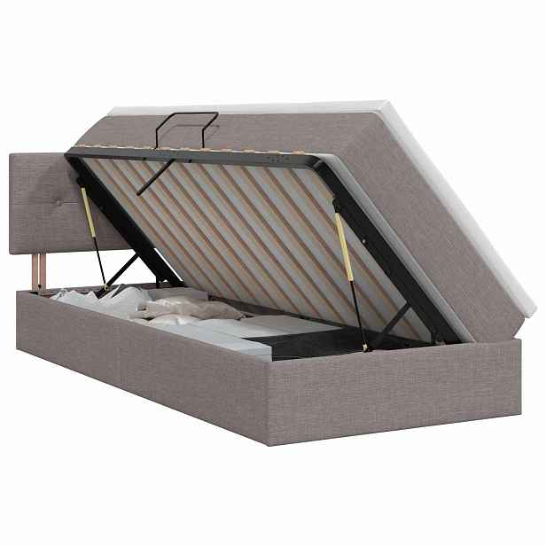 vidaXL Postel s úložným prostorem a matrací Taupe 90 x 190 cm Samet